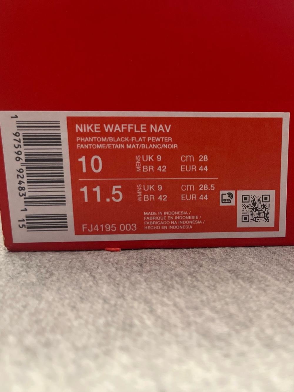 Nike Waffle Nav Phantom Black Flat Pewter White Men's Shoe Size 10 FJ4195-003 - Picture 11 of 12